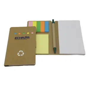 A5 A6 Logo Kustom Notepad Promosi Mini Kecil Notebook Eco Daur Ulang Buku Catatan Memo Pad Notepad dengan Pena dan Lengket catatan