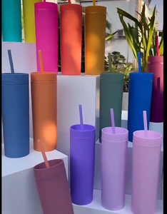 Gobelet à encre en acrylique, pièces, <span class=keywords><strong>entrepôt</strong></span> des états-unis, acrylique de couleur Pastel mat avec couvercle, tasse réutilisable de 16oz, à faire soi-même - Product Image 4