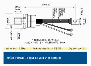 Tiristor de control de fase, <span class=keywords><strong>rectificador</strong></span> controlado por silicona ST280S T0-93 - Product Image 6
