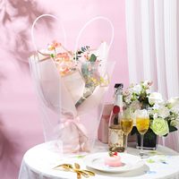 Sacs de bouquet de fleurs clairs avec poignée magasin de fleuriste emballage fournitures sacs pour père fête des mères remise des diplômes faveurs de fête de mariage