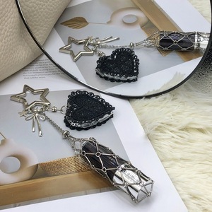 Porte-clés en acier inoxydable INS, sac à maquillage en maille, pendentif de sac DIY en dentelle exquise, vente chaude - Product Image 1