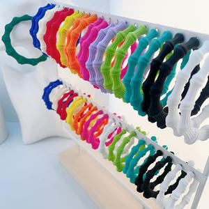 Qiuhan 75 มม.ไม้ไผ่ Hoop อะคริลิคเรซิ่นที่มีสีสันต่างหูผู้หญิงของขวัญเครื่องประดับสไตล์ฤดูร้อนแฟชั่นน่ารักชุบเงิน 2 คู่ - Product Image 2