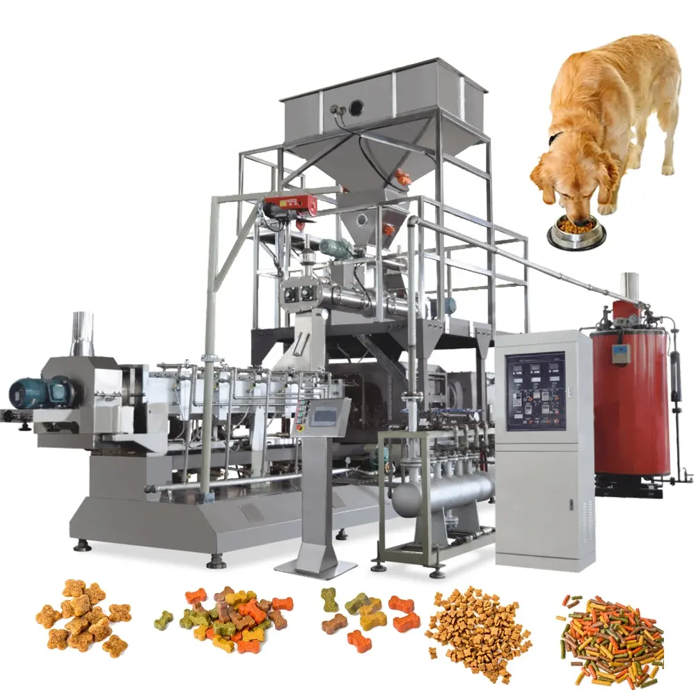 पूर्ण स्वचालित पालतू भोजन मशीन उत्पादन लाइन संयंत्र सूखे पालतू कुत्ते भोजन श्रोलेट बनाने प्रसंस्करण एक्सट्रूडर