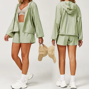 Ensemble <span class=keywords><strong>de</strong></span> vêtements <span class=keywords><strong>de</strong></span> sport pour femmes UPF 50 + veste à capuche Shorts séchage rapide frais pour la <span class=keywords><strong>randonnée</strong></span> Fitness en plein air vêtements <span class=keywords><strong>de</strong></span> Protection solaire UV - Product Image 4