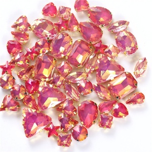 Oleeya Mocha Opal Rhinestones Wholesale Silver/<b>Gold</b> <b>Button</b> Popular Colors Mix Shapes Sew on Rhinestones Claw Wedding Dress - Product Image 2