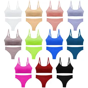Hot sexy new design bra and panty set for women wireless no cup mat seamless lingerie bra set