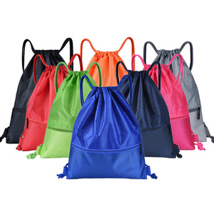 Portable Lightweight Promotional Gift Bag Custom Gym Sport Backpack Drawstring Bag with Zipper Pocket