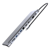 Station d'accueil 12 en 1, double port, Ethernet Gigabit, support pour ordinateur portable, hub d'extension multifonction Type C