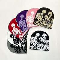 Bas quantité minimale de commande fabricants de bonnets personnalisés partout impression Jacquard Y2K gothique sans manchette pli sans manchette hiver crâne casquette tricot chapeau avec Logo
