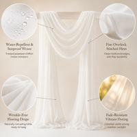 Dekorasi Pernikahan Outdoor Mori, Tirai Chiffon untuk Gapura Pernikahan, Kain Latar Belakang, Kustomisasi