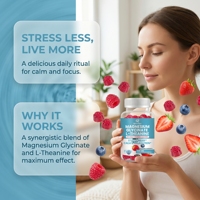 Gummies personnalisées Qbioflex au glycinate de magnésium avec L-théanine, sans mélatonine, pour adultes, compléments pour le sommeil