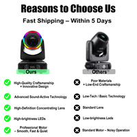 Lampu LED Moving Head Kompak 100W dengan Strip RGBW 540/270 Derajat Pan Tilt 14CH DMX Aktif Suara untuk Pesta Disko Lounge