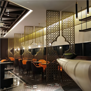 Divisor <span class=keywords><strong>de</strong></span> pantalla <span class=keywords><strong>de</strong></span> un solo panel <span class=keywords><strong>de</strong></span> aluminio cortado con láser, partición tallada en Metal, separación plateada, decoración <span class=keywords><strong>de</strong></span> ingeniería <span class=keywords><strong>de</strong></span> proyectos - Product Image 2