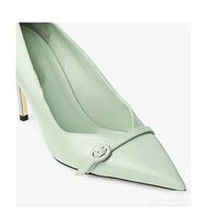 Escarpins de mariée pour femmes en cuir brossé à bout pointu avec boucle en strass, talons compensés très hauts (8 cm+) Nouveau style