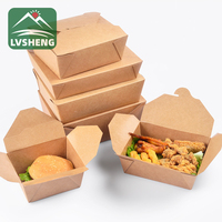 Saladier en papier kraft biodégradable Boîtes de frites et de poulet écologiques à emporter Emballage alimentaire pour déjeuner
