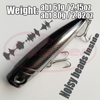Leurre artificiel de surface Lunker Popper ABS 80g 61g pour la pêche en mer, bruyant, pour gros poissons, avec hameçons VMC