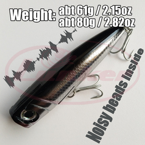 Señuelo Artificial Lunker Popper ABS 80g 61g para <span class=keywords><strong>Pesca</strong></span> en Agua Salada, Señuelo Duro de Superficie, Ruidoso, para Peces Grandes, con Anzuelos VMC - Product Image 4