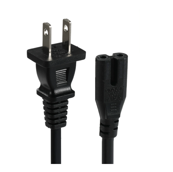 Japan1.2M 2 Pin Power Cord Plug Cable With Ground Wire AC Power Cord for TV/Electric Iron/Consumer Electronics