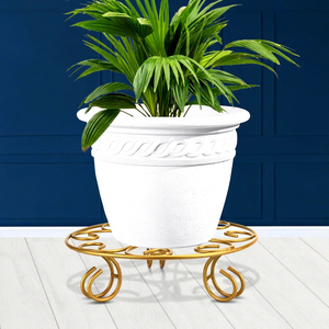 Support de plante en métal doré pour balcon, jardin, intérieur, extérieur, support décoratif pour pot de fleurs, support de présentation pour pot de fleurs pour la maison, le patio - Product Image 3