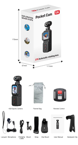 Cámara Deportiva K28 <span class=keywords><strong>4K</strong></span>, Videocámara Digital de Bolsillo, WiFi 270 °   Cámara para Videos Vlog con Rotación de Lente - Product Image 3
