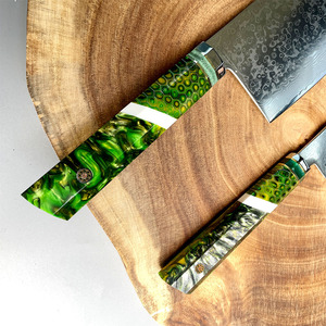 Lhdm76cb mới nhất 67 lớp VG10 thép carbon Damascus dao thép không gỉ Nhà bếp dao Combo Cleaver nhà bếp fillet Knife Set - Product Image 5