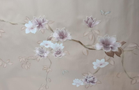 Papier peint en soie magnolia brodé 3D de luxe, imperméable, taille personnalisée disponible pour le salon et la salle à manger