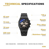 Direkter Fabrikgroßhandel SKMEI 9296 Luxus Herrenuhr Quarzwerk 3BAR Wasserdicht Edelstahlgehäuse