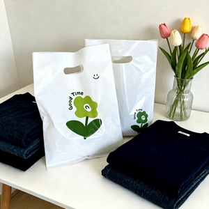 wholesale cute white plastic <b>bags</b> with flower pattern heavy duty bulk for small business craft fair vendor <b>packing</b> - Product Image 1
