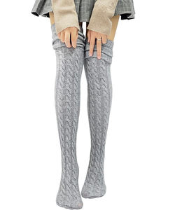 Calzini da <span class=keywords><strong>donna</strong></span> traspiranti Extra lunghi alla coscia autunno inverno scaldamuscoli a maglia adatti a stivali alti alla coscia calze colorate - Product Image 6