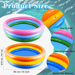 <span class=keywords><strong>Piscine</strong></span> gonflable en PVC pour enfants avec 3 anneaux en forme de beignets arc-en-ciel et design personnalisable - Product Image 3