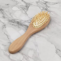 Peigne à cheveux en bois de bambou avec logo personnalisé, respectueux de l'environnement, doux pour bébé, en poils de chèvre, peigne de massage, brosse à cheveux en neem
