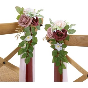 Outdoor Wedding Chair and Aisle Decoration Silk Artificial Flowers with <strong>Ribbon</strong> for Church Party Indoor/Outdoor Use - Product Image 5