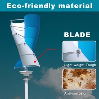Éolienne verticale 1000W 2000W 3kw 12v 24v 48v moulins à vent avec contrôleur hybride MPPT pour usage domestique