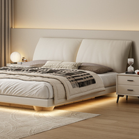Cadre de lit flottant moderne avec rangements, tailles King/Queen, en bois écologique et cuir PU, mobilier de chambre à coucher gain de place