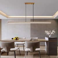 Suspension rectangulaire en travertin nordique pour longue table à manger, îlot de cuisine, lampe suspendue moderne en pierre jaune LED