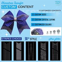 Élastique à cheveux brillant avec strass thermocollants et nœud de cheerleading, logo personnalisé, accessoire scintillant pour enfants, danse, gymnastique, transfert thermique