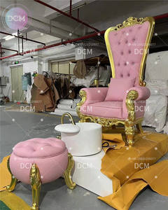 Fauteuils de pédicure rose, ensemble de fauteuils trône roi et reine, fauteuil de pédicure et de manucure, canapé de pédicure doré - Product Image 2