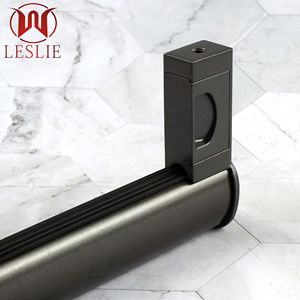 Leslie Leather Textured Clothes Rod Zinc Alloy Wall Mount <b>Wardrobe</b> <b>Hardware</b> Grey YT-1646YT-1647 - Product Image 3