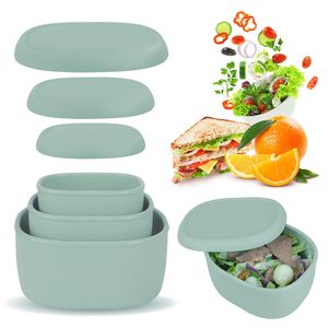 シリコンゴム製キッチン食品保存容器セット3個入りランチボックス弁当蓋BPAフリー食器洗い機対応電子レンジ対応冷凍庫対応 - Product Image 1