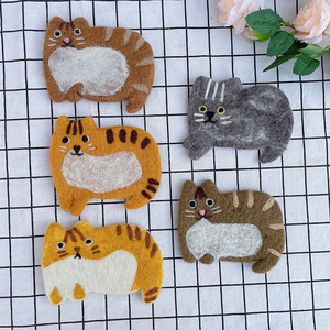Posavasos de Fieltro de Lana con Diseño de Gato de Dibujos Animados, Grueso, Adorable y Estilo Japonés, Aislante del Calor - Product Image 2