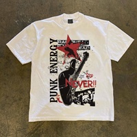 Camiseta de Manga Corta para Hombre, Estilo Punk, Oversize, con Estampado Gráfico de Guitarra, 100% Algodón Americano de 250g, Corte Cuadrado, Personalizada