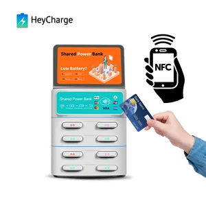 NFC thanh toán sạc không dây điện thoại di động bán hàng tự động 12 khe cắm chia sẻ Powerbank trạm với màn hình cộng với máy POS