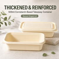 Boîte alimentaire en amidon de maïs biodégradable, conteneur jetable écologique avec couvercle