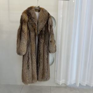 Manteau Long d'Hiver Luxueux <span class=keywords><strong>en</strong></span> <span class=keywords><strong>Cuir</strong></span> Véritable et Fourrure de Renard Naturelle pour <span class=keywords><strong>Femme</strong></span>, <span class=keywords><strong>Grande</strong></span> <span class=keywords><strong>Taille</strong></span>, Veste <span class=keywords><strong>en</strong></span> Fourrure - Product Image 3