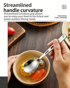 Forchettino-coltello in Titanio Ultra Leggero, Utensile Multiuso per Campeggio, Escursionismo, Picnic, <span class=keywords><strong>Set</strong></span> da Cucina per Esterni - Product Image 4