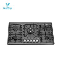 Cuisinière à gaz professionnelle encastrable en acier inoxydable, 5 brûleurs, allumage électrique, usage domestique, économie d'énergie, plaque de cuisson pour la maison