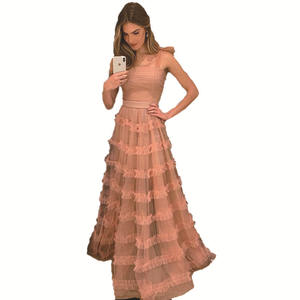 Vestido de noche romántico para mujer, vestido de fiesta con lazos, vestido de fiesta de malla de encaje, vestidos de fiesta para niña - Product Image 1