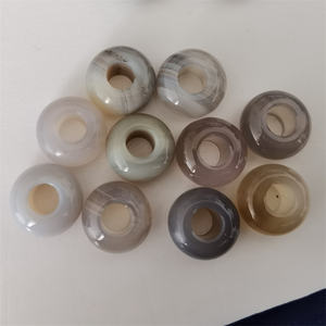 Nuove Perle di Agata Grigia Lisce Rotonde con Foro Grande 10x4mm per Creazione di Braccialetti, Pietre Preziose Sciolte - Product Image 5