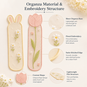 Marcapáginas Personalizado Minimalista <span class=keywords><strong>de</strong></span> Organza Transparente <span class=keywords><strong>Bordado</strong></span>, Marcador <span class=keywords><strong>de</strong></span> Libros <span class=keywords><strong>de</strong></span> Tela Suave, Regalo Promocional para Librerías y Marcas <span class=keywords><strong>de</strong></span> Papelería - Product Image 4