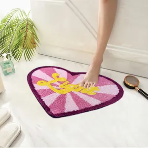 Sevgililer günü Modern kalp püsküllü banyo paspas kaymaz kilim ev kullanımı banyo mutfak bulmaca desen işlemeli Polyester